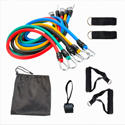 Complete resistance band set with handles, door anchor and carrying bag